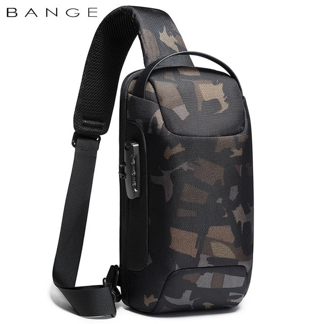 BANGE, bolso de pecho caliente, nuevo bolso cruzado antiladrón para hombre, bolsos de hombro impermeables, carga USB, viaje corto para hombre, paquete de viaje