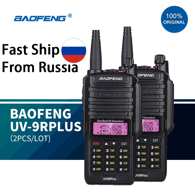 100% Original baofeng uv9r plus radio de doble banda mejorada impermeable walkie talkie comunicaciones amateur vhf uhf marin radio ham