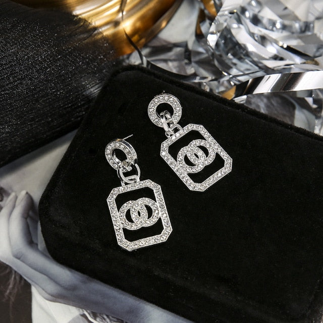 Luxus Marke Lange Kette Buchstabe G Hängende Ohrringe Für Frauen Kristall Big Dangle Ohrring Hochzeit Schmuck Statement pendientes 2020