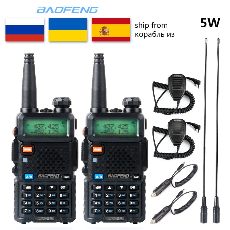 1 uds/2 uds Baofeng UV-5R Walkie Talkie VHF UHF versión mejorada estación de Radio 5W portátil baofeng uv5r Radio bidireccional cb radio