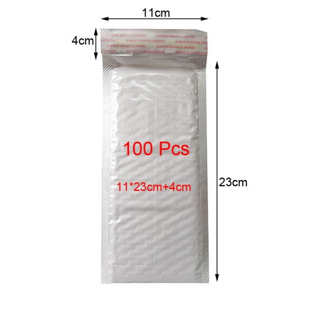 Bolsa de sobre de espuma blanca de 100 Uds., diferentes especificaciones, sobres de envío acolchados con bolsa de correo de burbujas