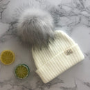 Gorro con pompón de piel sintética Unisex para invierno, bufanda para niños y niñas, gorros tejidos para bebés con gorro con pompón, accesorios para niños