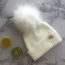 Gorro con pompón de piel sintética Unisex para invierno, bufanda para niños y niñas, gorros tejidos para bebés con gorro con pompón, accesorios para niños