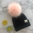 Gorro con pompón de piel sintética Unisex para invierno, bufanda para niños y niñas, gorros tejidos para bebés con gorro con pompón, accesorios para niños