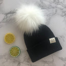 Gorro con pompón de piel sintética Unisex para invierno, bufanda para niños y niñas, gorros tejidos para bebés con gorro con pompón, accesorios para niños