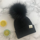 Gorro con pompón de piel sintética Unisex para invierno, bufanda para niños y niñas, gorros tejidos para bebés con gorro con pompón, accesorios para niños