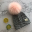 Gorro con pompón de piel sintética Unisex para invierno, bufanda para niños y niñas, gorros tejidos para bebés con gorro con pompón, accesorios para niños