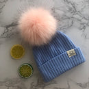 Gorro con pompón de piel sintética Unisex para invierno, bufanda para niños y niñas, gorros tejidos para bebés con gorro con pompón, accesorios para niños