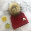 Gorro con pompón de piel sintética Unisex para invierno, bufanda para niños y niñas, gorros tejidos para bebés con gorro con pompón, accesorios para niños