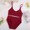 2PCS Bra Set Women Sexy Bralette Sexy Female Underwear Lingerie Ribbed Tops Girls Fashion Brassiere Basic Stretchy Tank Crop Top