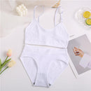 2PCS Bra Set Women Sexy Bralette Sexy Female Underwear Lingerie Ribbed Tops Girls Fashion Brassiere Basic Stretchy Tank Crop Top