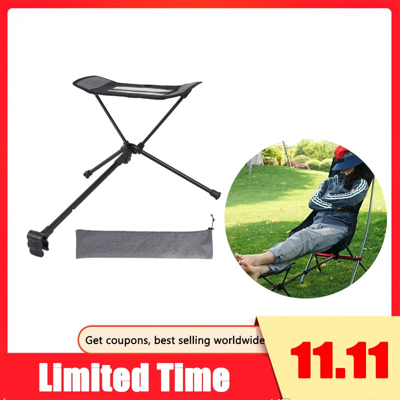 Reposapiés plegable para exteriores, reposapiés reclinable portátil, taburete de pierna extendida, se puede utilizar con silla plegable