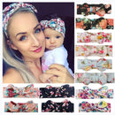 2 Teile / satz Mama &amp; Baby Stirnbänder Mutter Baby Turban Mutter Tochter Hasenohren Haarband Blumendruck Eltern-Kind Haarschmuck