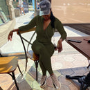 Streetwear White Knitted Sexy Bodycon Lucky Label Jumpsuit Women Overall 2020 Long Sleeve Skinny Rompers Womens Jumpsuit Female