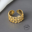 925 Sterling Silver Open Ring For Women INS Niche Irregular Wave Sand Surface Wide Noodle Original Party Birthday Gift