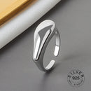 925 Sterling Silver Open Ring For Women INS Niche Irregular Wave Sand Surface Wide Noodle Original Party Birthday Gift