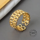 925 Sterling Silver Open Ring For Women INS Niche Irregular Wave Sand Surface Wide Noodle Original Party Birthday Gift