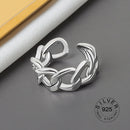 925 Sterling Silver Open Ring For Women INS Niche Irregular Wave Sand Surface Wide Noodle Original Party Birthday Gift