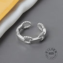 925 Sterling Silver Open Ring For Women INS Niche Irregular Wave Sand Surface Wide Noodle Original Party Birthday Gift