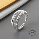 925 Sterling Silver Open Ring For Women INS Niche Irregular Wave Sand Surface Wide Noodle Original Party Birthday Gift