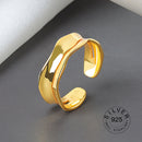 925 Sterling Silver Open Ring For Women INS Niche Irregular Wave Sand Surface Wide Noodle Original Party Birthday Gift