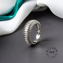 925 Sterling Silver Open Ring For Women INS Niche Irregular Wave Sand Surface Wide Noodle Original Party Birthday Gift