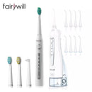 Irrigador de agua Fairywill para dientes, irrigador bucal de 300ML, recargable, portátil, Dental, 3 modos, tanque de agua, limpiador de dientes resistente al agua