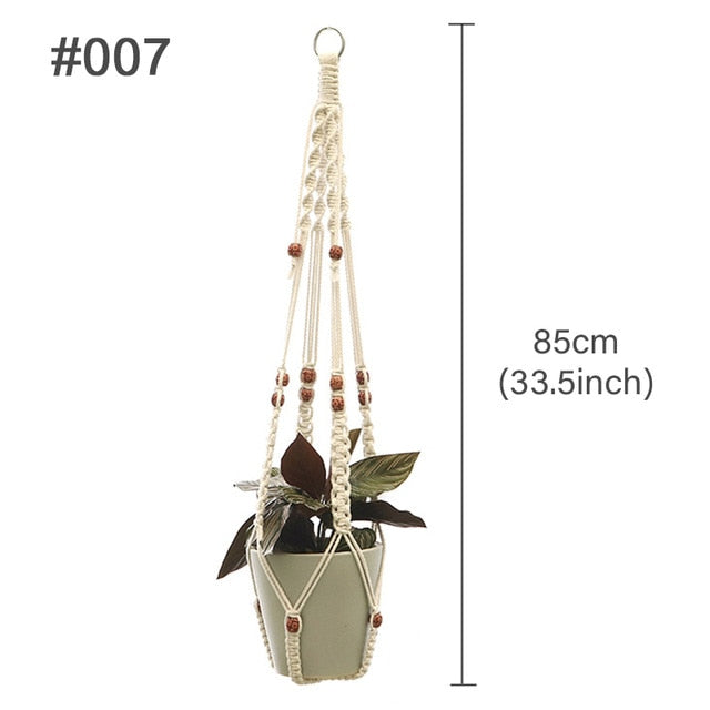 Colgador de macramé hecho a mano para planta colgante, maceta para flores, colgador de pared, decoración para patio, jardín, maceta colgante, cesta colgante