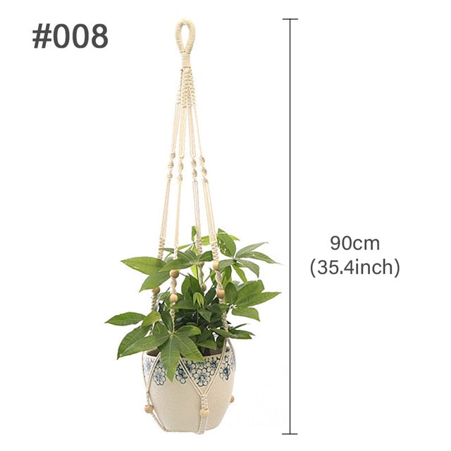 Colgador de macramé hecho a mano para planta colgante, maceta para flores, colgador de pared, decoración para patio, jardín, maceta colgante, cesta colgante