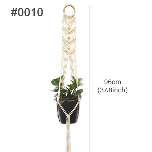 Colgador de macramé hecho a mano para planta colgante, maceta para flores, colgador de pared, decoración para patio, jardín, maceta colgante, cesta colgante