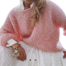 Women Lantern Long Sleeve Sweater Fluffy Mohair Chunky Knit Loose Jumper Tops New 2021