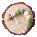 1PC Baby Pacifier Chain Elephant Wooden Clip Geometric Crochet Beads Bag Wood Teether Tiny Rod Dummy Clips Baby Pacifier Holder