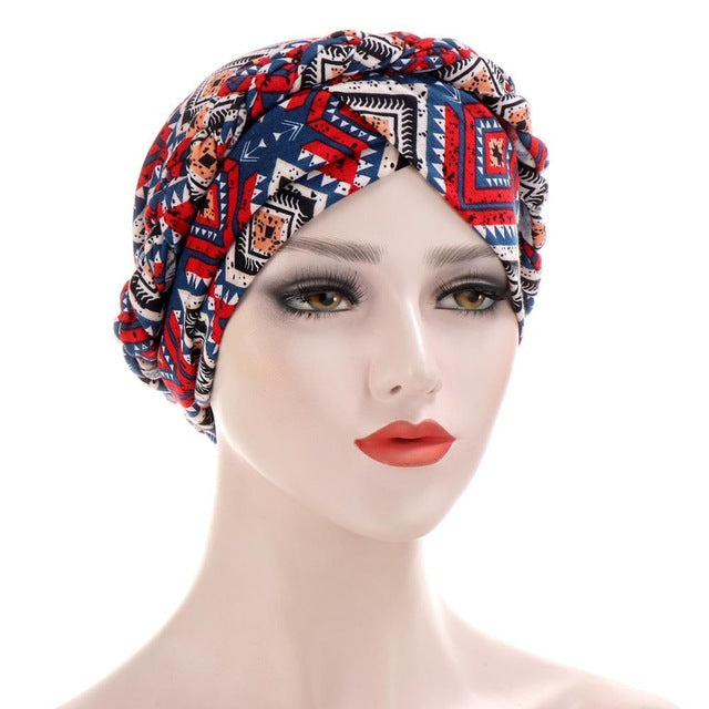 Turbante musulmán con estampado de algodón para mujer, hiyab interior islámico, bufandas árabes para la cabeza, turbante musulmán para mujer