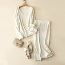 2021 lujo 100% Cachemira cuello pico suéter y falda conjunto Otoño Invierno estilos prendas de punto para mujeres