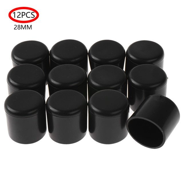 12Pcs Rubber Furniture Foot Table Chair Leg End Caps Covers Tips Floor Protectors for Indoor Home Outdoor Patio Garden Office