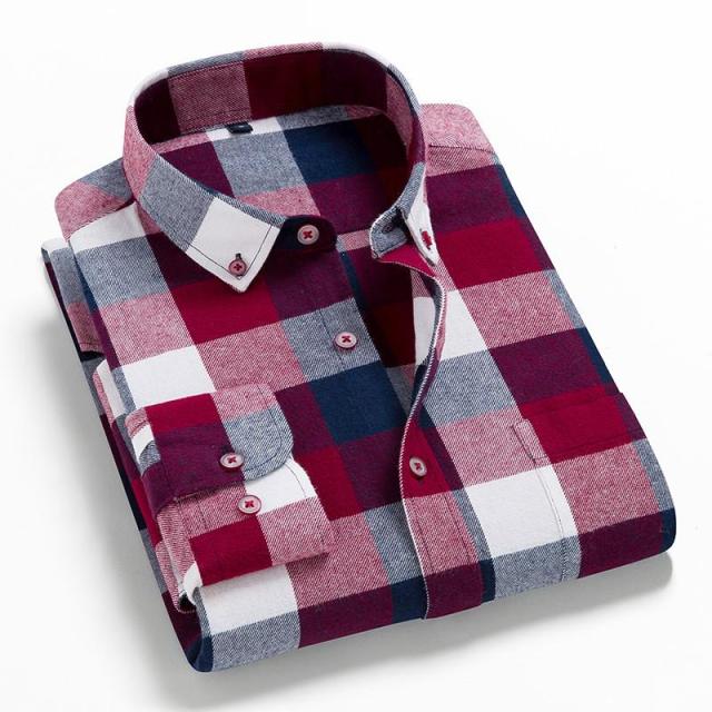 2021 Spring Autumn Plaid Shirt Men Cotton New Male Casual Long Sleeve Shirt  High Quality  Man Clothes