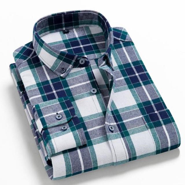 2021 Spring Autumn Plaid Shirt Men Cotton New Male Casual Long Sleeve Shirt  High Quality  Man Clothes