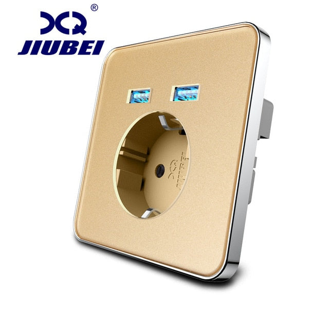 Jiubei White Crystal Glass Panel 2A Dual USB Port Wandladegerät Adapter Ladebuchse mit USB Wandadapter EU Steckdose Pow