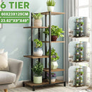 Dropshipping VIP Link 6 Tiers Iron Wooden Bookshelf Plant Rack  Flower Stands Display Shelf  60x23x125cm