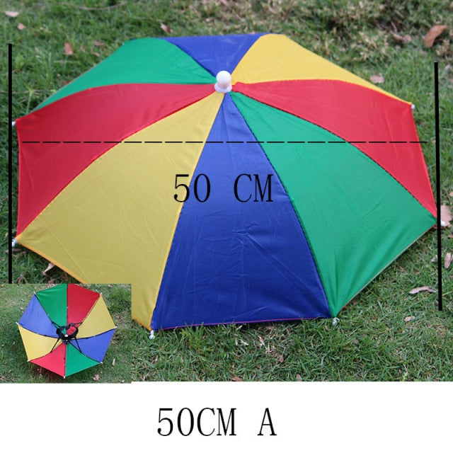 YADA Outdoor Umbrella Hat Novelty Foldable Sun&Rainy Day Hands Free Rainbow Folding & Waterproof Multicolor Hat Cap Stock YS0018