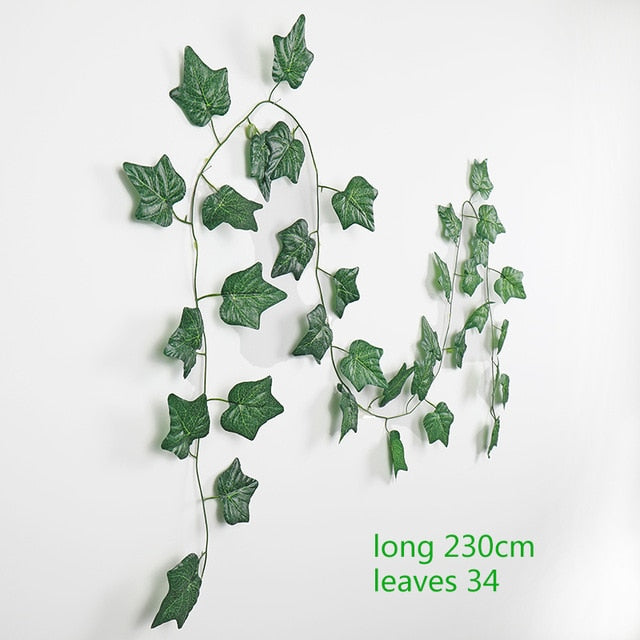 230cm seda verde colgante artificial hojas de hiedra plantas hojas de vid 1 Uds diy para la decoración del baño del hogar decoración de fiesta de jardín