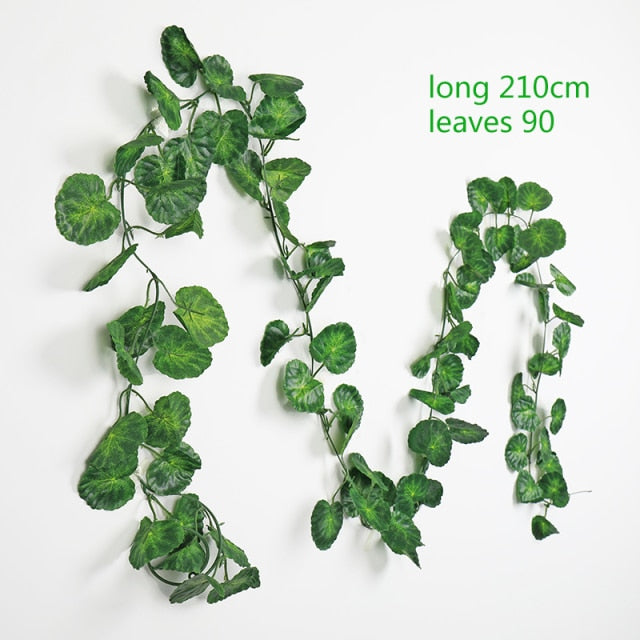 230cm seda verde colgante artificial hojas de hiedra plantas hojas de vid 1 Uds diy para la decoración del baño del hogar decoración de fiesta de jardín