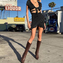 Vestido de verano con volantes y estampado de leopardo para mujer, minivestido elegante de moda con cuello en V y volantes para fiesta, playa y vacaciones