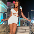 Vestido de verano con volantes y estampado de leopardo para mujer, minivestido elegante de moda con cuello en V y volantes para fiesta, playa y vacaciones