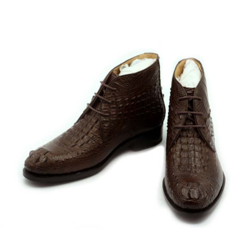 Botas de hombre de cocodrilo importadas personalizadas hubu, botas de hombre manuales puras, botas cortas de cocodrilo del Nilo de tendencia, botas de hombre