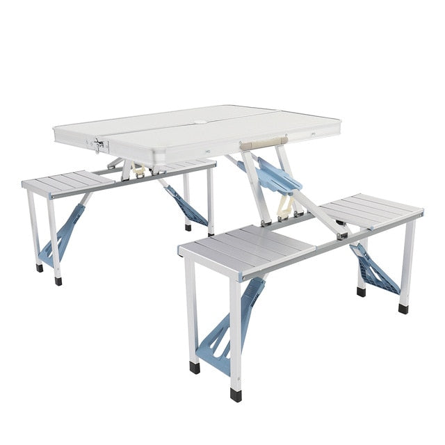 One Piece Portable Folding Table and Chair Aluminum Alloy Ideal for Camping Picnics or Other Outdoor Activities[US-Stock]