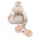 1PC Baby Pacifier Chain Elephant Wooden Clip Geometric Crochet Beads Bag Wood Teether Tiny Rod Dummy Clips Baby Pacifier Holder