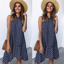 Lossky Damen Sommerkleid Polka Dot Chiffon Ärmellos Strand Mini Casual Gelb Sommerkleid 2021 Mode Plus Size Kleid für Frauen