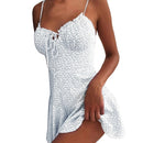 MoneRffi 2021 Summer V Neck Floral Print Dress Women Off Shoulder Ruffle Party Dress Sexy Lace-Up Backless Mini Dresses Vestidos