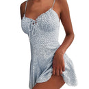 MoneRffi 2021 Summer V Neck Floral Print Dress Women Off Shoulder Ruffle Party Dress Sexy Lace-Up Backless Mini Dresses Vestidos